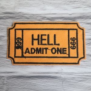 3/13$  Hell Admit One 666 Satanic Ticket Embroidered Iron on Patch